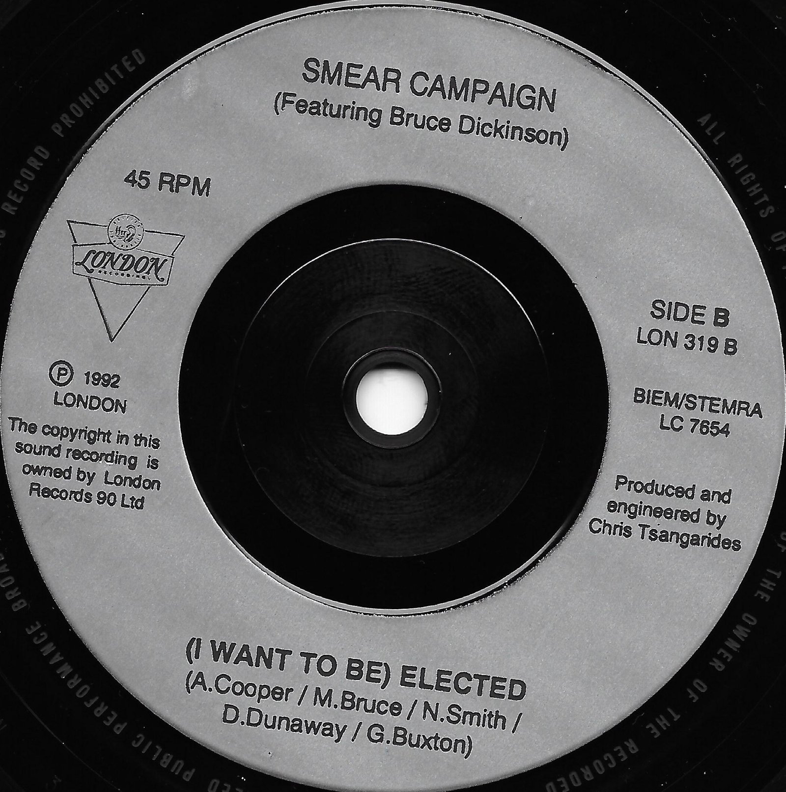 LON 319 (I want to be) Elected Mr. Bean / Smear Campaign from the BBC records and Tapes library Label